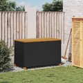 Gartentruhe Poly Rattan Akazienholz Aufbewahrungsbox Sitzbank Auflagenbox Garten