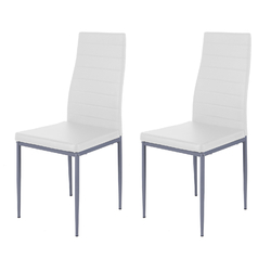 2er Set Stuhl MODENA - weiß - silber - Kunstleder - Stahl - Esszimmerstuhl