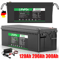 300Ah LiFePO4 Akku 12V Lithium Batterie BMS 120Ah Wohnmobil RV Solar + Ladegerät
