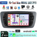 DAB+ 32G Android 14 Autoradio Carplay GPS Für Seat Ibiza MK4 IV 6J 6P 2009-2014