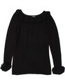 Alba Moda Damen Pullover Pulli U-Boot-Ausschnitt UK 12 Medium schwarz Blumenmuster Wolle CF20