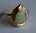 Voll Opal Milch Kristall Solitär Diamant 585 Gold Neu wertig