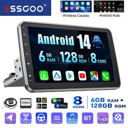 1 DIN 10.1" Autoradio GPS WIFI BT USB mit Apple CarPlay Android14 6+128G 8-Kerne