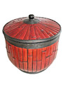 Bambus Tonne Rot Asienstil, Handmade, Ausstellungsstück - wie neu!