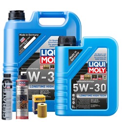 Motoröl 5W30 LIQUI MOLY Longtime Hightech 6L+HENGST Ölfilter +Spülung +Cera Tec