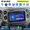 9" Android 14 Auto Radio Carplay RDS FM WiFi GPS Navi für VW Tiguan 5N Golf Plus