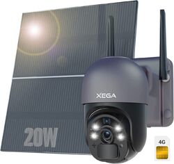 Xega 3G/4G LTE Überwachungskamera mit SIM Karte Aussen 20W Solarpanel 20,000mAh