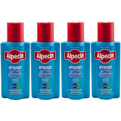 Alpecin HYBRID 4 x 250ml Coffein Shampoo stärkt Haarwurzeln - bei juckender Haut