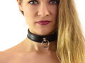 BDSM Halsfessel Ring der O schwarz Slave schmales Halsband Bondage leder Nr.5734