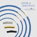 Lederkette Blau geflochten Armband/Halsband | Verschluß Silber/Schwarz/Gold
