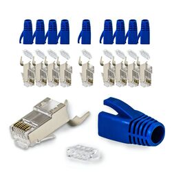 10x Netzwerk Stecker RJ45 Cat6 Cat7 Cat5 LAN Kabel vergoldete Kontakte + Blau