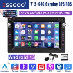 64G Carplay Android 14 Autoradio Navi Für VW Polo 9N Golf Jetta MK4 Passat B5 T5