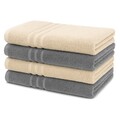 4 Premium Duschtuch 70x140cm –Flauschige hochwertige Badetücher Anthrazit Beige