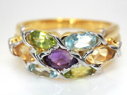 GOLDJUNGE69 * HARRY IVENS DAMEN RING (18) MULTI EDELSTEIN 925er SILBER/verg