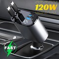 120W 4in1 Auto Ladegerät USB C Kabel iPhone Schnellladen QC Zigarettenanzünder