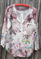 bunte Bluse mit Schmetterlingsmuster, Langarm, Gr. ca. 42