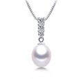 Damen Kette mit Anhänger 925er Sterling Silber Süßwasser Perle AAA Halskette 