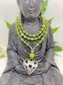 Lange Kette Hippie Boho Ibiza Beach Bohemian Glasperlen Edelstahlherz 88cm K229
