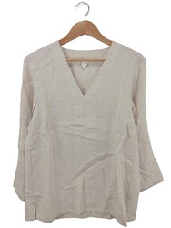 ARKET Leinenbluse Damen Gr. DE 34 wollweiß Casual-Look