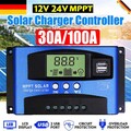 30A/100A 12V-24V Digital MPPT Solar Ladegerät Controller Panel Regler Daul USB