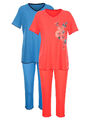 HARMONY Schlafanzüge 2er-Pack lila-marineblau Kurzarm 7/8-Hose Gr 40/42 NEU