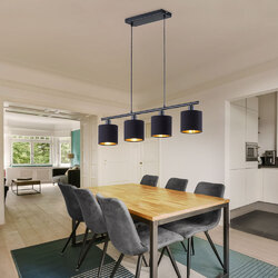 Pendellampe Pendelleuchte Hängeleuchte Wohnzimmerlampe 4 Flammig schwarz H 150cm
