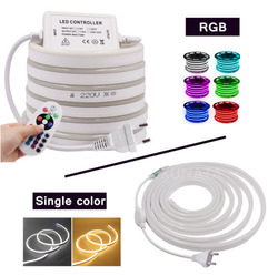 RGB Warmweiß Neon LED Stripe Streifen 220V 240V Flex Schlauch Lichtband Dimmbar
