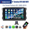 32G Android 13 Autoradio Carplay Für Smart Fortwo 451 2005-2010 GPS Nav KAM USB