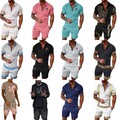 Herren Trainingsanzug Set Kurzarm T-Shirt + Shorts Sportanzug Jogginganzug Neu