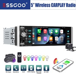 5" Autoradio 1 DIN Kabelloses Carplay/Android Auto BT IPS Touch Bildschirm Kam