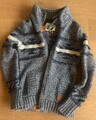 ORG. SUPERDRY GROBSTRICKJACKE  Gr. S BLAUGRAU m.  MUSTER Sehr guter Zustand
