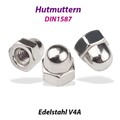 Hutmuttern DIN 1587 Muttern Edelstahl V4A M3 M4 M5 bis M24 Hutmutter hohe Form