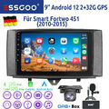 32G Android 12 CarPlay Autoradio GPS RDS HIFI DAB+ Kam MIK Für Smart Fortwo 451