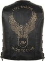 RIDE TO LIVE KUTTE Lederkutte Bikerweste Chopperweste Rockerweste Motorrad Weste