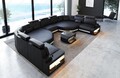 Leder Sofa Wohnlandschaft Ecksofa Couch Luxus Design Schwarz Relax Ecke Asti XXL