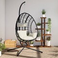 Hängesessel Ei-Design mit Ständer Hängekorb Hängestuhl Rattan Stahl vidaXL