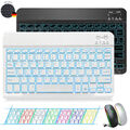 QWERTZ Bluetooth Tastatur Maus Beleuchtet Keyboard für PC Handy Tablet Universal