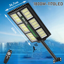 LED Straßenlampe mit Bewegungsmelder Sensor Solar Straßenlaterne + Fernbedienung