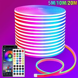 5/10/20M Neon LED Strip Streifen RGB Flex Schlauch diffus Lichtband Dimmbar DE