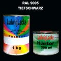 1 Liter 2K Acryl Autolack RAL 9005 schwarz & o,5 Liter Härter im Set