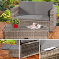 Lounge Gartenmöbel Sofa Bank Tisch klappbar Rattan Gartenset Sitzmöbel grau NEU