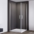 IMPTS Duschkabine Schwingtür 90x90 Eckeinstieg Pendeltür Dusche Duschabtrennung 