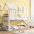 Hochbett Kinderbett 90x200 cm,Etagenbett mit Treppe,Hausbett 2 Kinder,Jugendbett