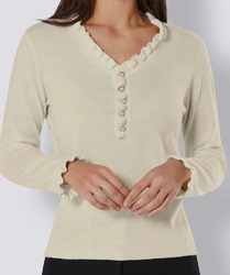 Creation L Kaschmir-Merino Pullover ecru offwhite Gr. 48