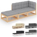 3-tlg. Garten Lounge Set Gartenmöbel Sitzgruppe Kissen Sofa Kiefer Massivholz