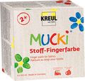 Kreul 28400 - Mucki luminous fabric - finger paint, 4 x 150 ml in yellow, red, b