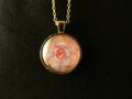 Medallion Rose Anhänger mit Kette 24 Karat Vergoldet Charm Rund Kreis 