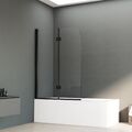 Badewannenaufsatz Schwarz 2 teilig 100 110 120 Faltwand Duschtrennwand NANO GLAS