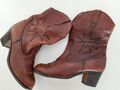 60er 70er Vintage Leder Hippie Boots Cowboy Stiefel cognac Festival 36,5 37 Boho