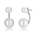 DOPPEL PERLEN OHRRINGE 925 STERLING SILBER PLATTIERT PERLE OHRSTECKER OHRSCHMUCK